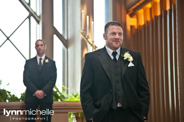 groom's reaction at marty leonard chapel ceremony