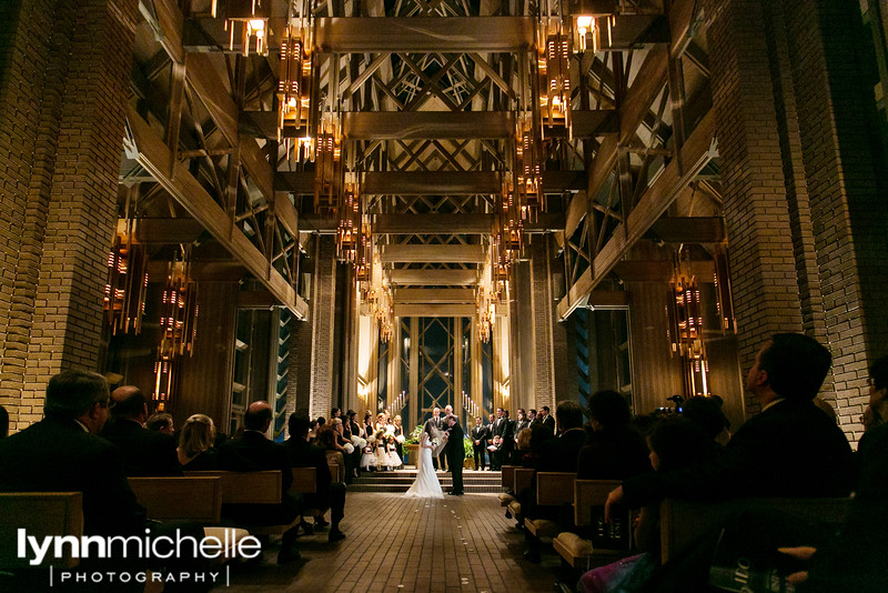 evening candelit ceremony  at Marty Leonard Chapel 