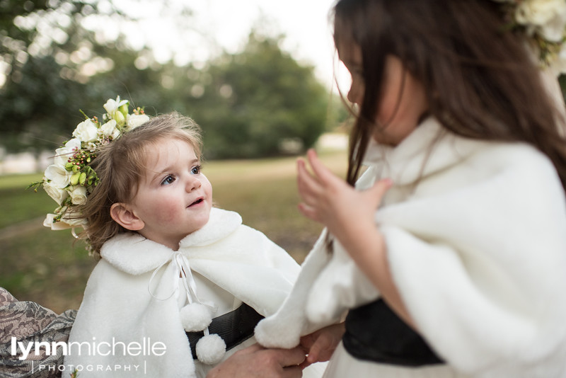 flower girl with halo wreath hair