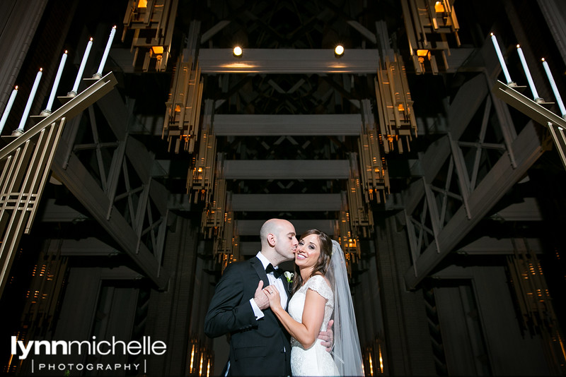 bride and groom evening portraits at Marty Leonard Chapel