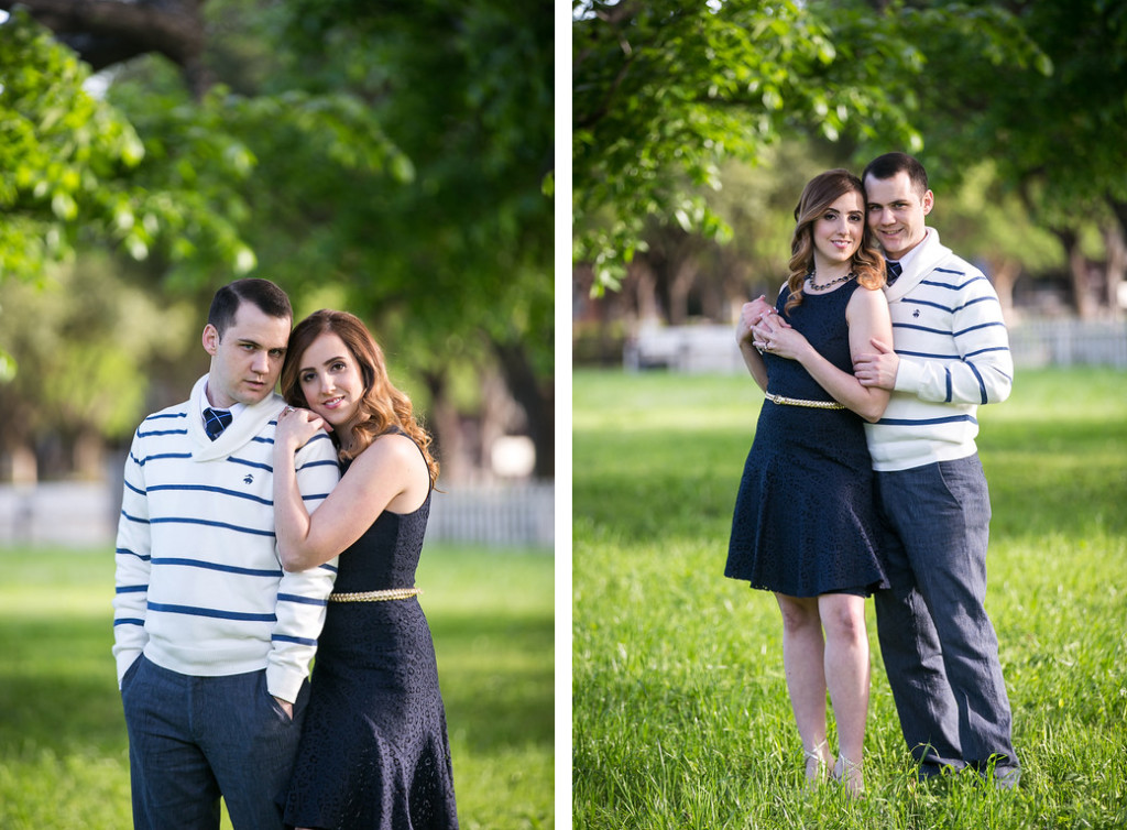 stylish navy blue and white enagement portraits