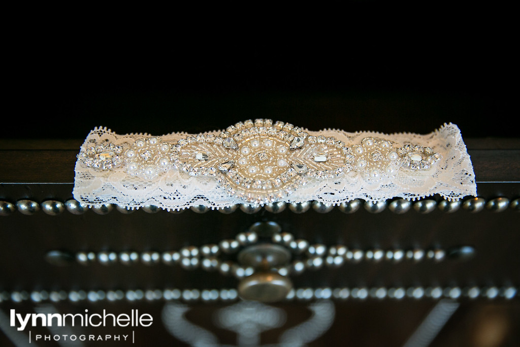 beaded pearl and gold wedding garter