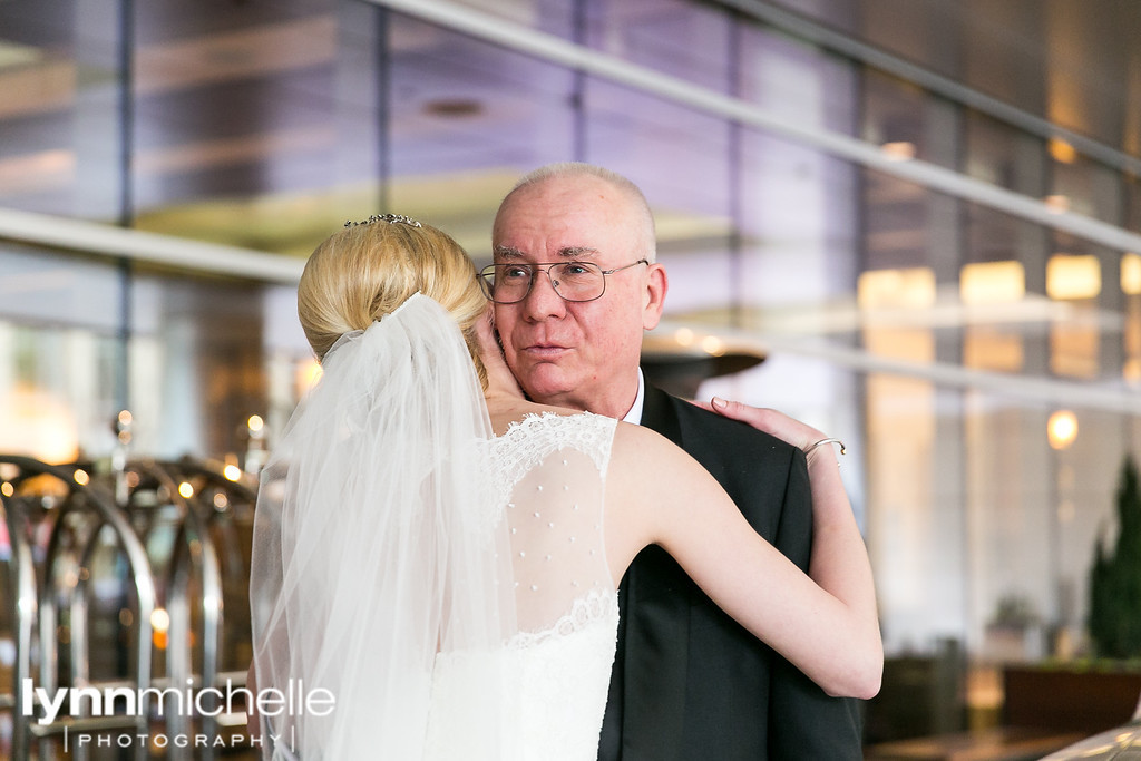 wedding day first look with dad.