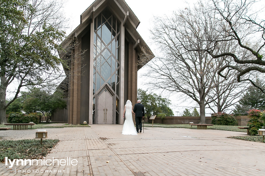 bride and dad at marty leonard chapel