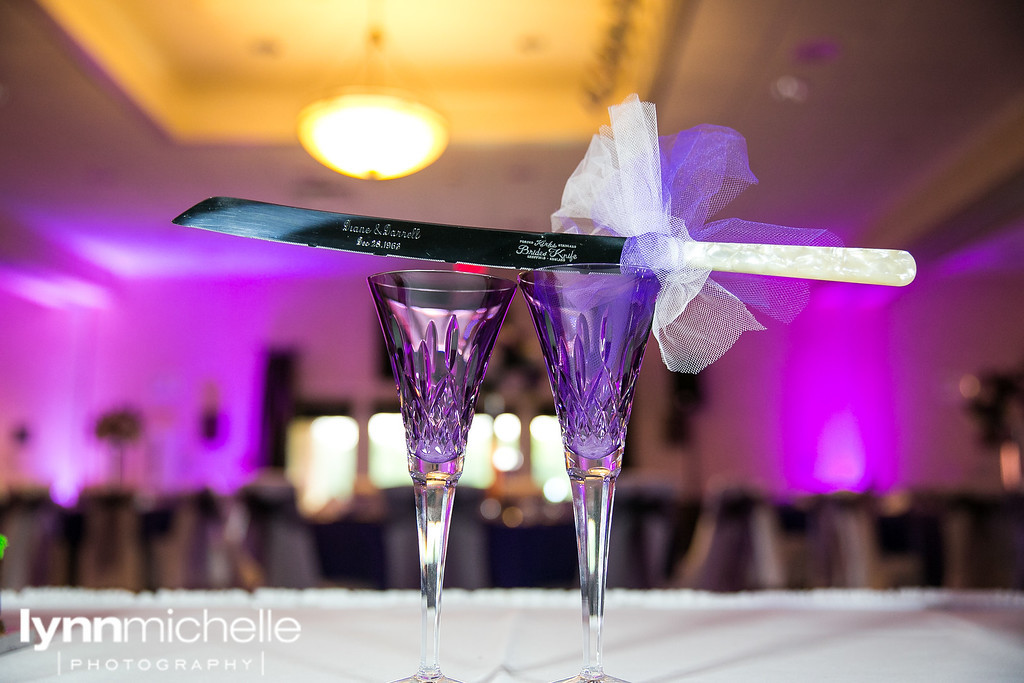 purple wedding toast glasses